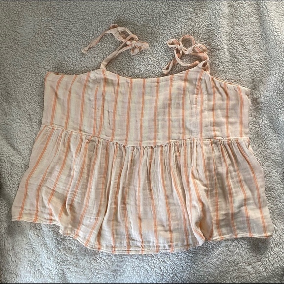 NWT- Tie-Shoulder Striped Smocked Babydoll Cami Swing Blouse, Size: XXL - Picture 4 of 8